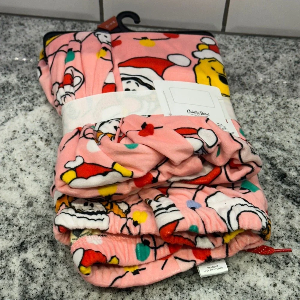 Disney Womens Medium Sleep Pant Pink Winnie the Pooh Christmas Fleece Pockets - Picture 3 of 6